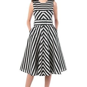 eShakti Black and Gold A-Line Midi Dress Wedding Guest